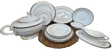 SERWIS OBIADOWY NA 6 OSÓB 25 ELEMENTÓW PORCELANA BOGUCIC GEOS PLATIN