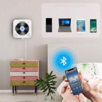 Портативный CD-плеер FM-радио Bluetooth HiFi с европейской вилкой белого цвета