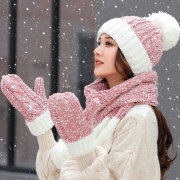 Komplet zimowy czapka + rękawiczki + szalik #i242