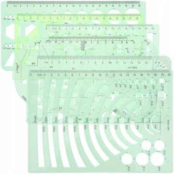 Набор шаблонов рисования линейки геометрического масштаба