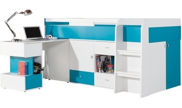 łóżko wysokie wysuwane biurko szafka kolor MOBI 21