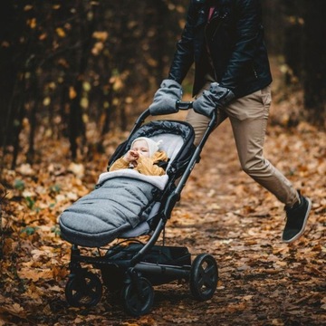 Śpiworek + Mufki wózek iGrow Owcza wełna Zaffiro