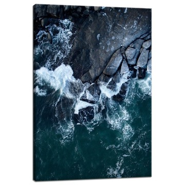 Obraz na płótnie Natura Fale Morze Skalista Plaża Niebieska Woda 40x60