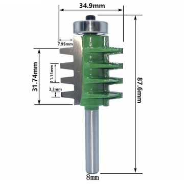 Коническая шиповая фреза, двусторонняя насадка для склеивания, зеленая