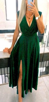 . ДЛИННОЕ ПЛАТЬЕ С ВЫРЕЗНЫМ СВАДЕБНЫМ БЕЖЕВЫМ, ЗОЛОТОМ 44