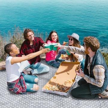 KOC PIKNIKOWY MATA PLAŻOWA IZOLACJA WODOODPORNY UCHWYT LEKKI GRUBY 200X200