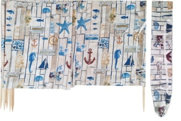 8 m PARAWAN PLAŻOWY MATA WIATROŁAP NA PLAŻĘ RÓŻNE WZORY MORSKIE + POKROWIEC