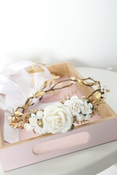 Элегантный регулируемый золотой венок для причастия ручной работы.