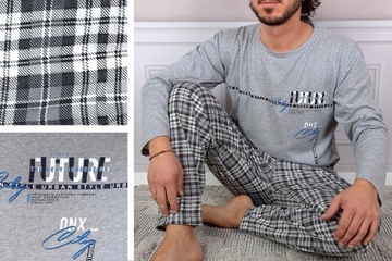 МУЖСКАЯ ХЛОПКОВАЯ ПИЖАМА С РУКАВАМИ ФУТБОЛКА ШОРТЫ #2XL