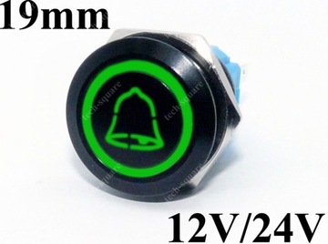 Przycisk Chwilowy Dzwonkowy CZARNY 12V/24V Dzwonek