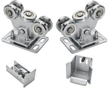 SET OF SELF-ALIGNING GATE TROLLEYS 80x80 ROLLERS SLIDING GATE TROLLEYS