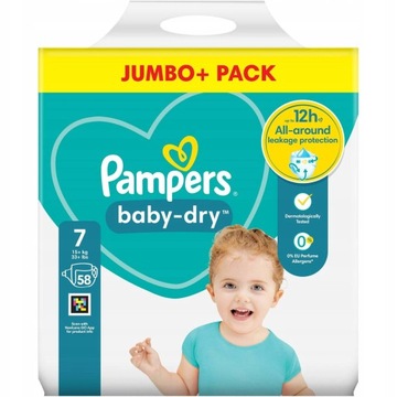 Pampers Baby Dry rozmiar 7 Jumbo Pack 58 szt UK