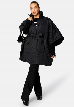 Bubbleroom NH7 per czarna pikowana kurtka oversize ponczo wiązanie L/XL