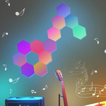 6x HEXAGON RGB ИГРОВАЯ НАСТЕННАЯ ЛАМПА МОДУЛЬНАЯ СИНХРОНИЗАЦИЯ МУЗЫКИ