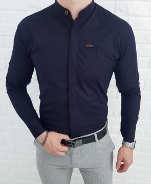 Grantowa koszula ze stojka kryta plisa 0325/3 XXL