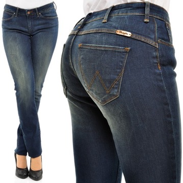 WRANGLER spodnie BLUE jeans LOW slim MOLLY W24 L32