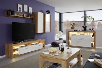 Комод с откидной крышкой, глянцевый + дуб вотан Эден