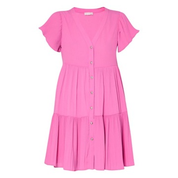 LIU JO - Plisowana sukienka z żorżety różowa r. 40