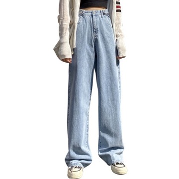 Jeansy casual szerokie wysoki stan spodnie dużo kolorów