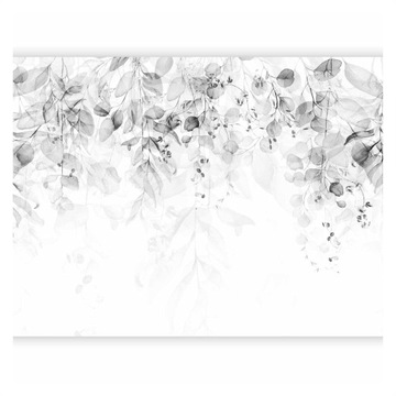 FOTOTAPETA SAMOPRZYLEPNA SZARE LIŚCIE NATURA DO SALONU SYPIALNI 3D 343x256