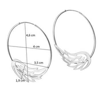 Srebrne kolczyki okrągłe koła skrzydło skrzydła Anioła pr925 + pudełko