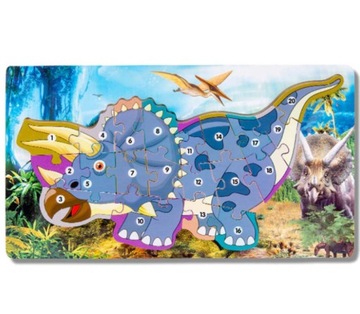 DREWNIANE PUZZLE UKŁADANKA TRICERATOPS 40X22,5CM