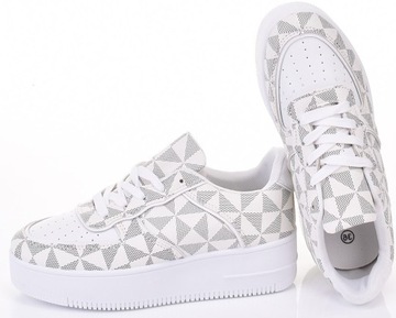 SNEAKERSY NA PLATFORMIE NISKIE BUTY SPORTOWE DAMSKIE EKO SKÓRA MODNE WZORY
