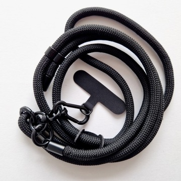 SMYCZ DO TELEFONU CZARNA BIAŁA REGULOWANA DOBRA JAKOŚĆ GRUBY SZNUREK