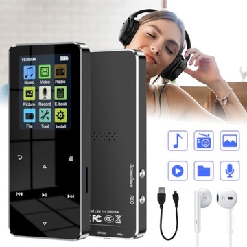 16GB ODTWARZACZ MP3 MP4 Z BLUETOOTH 5.0 ODTWARZACZ MUZYKI DYKTAFON