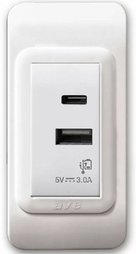 Gniazdo USB A+C 5V 3.0A wąskie AVE DOMUS 1M
