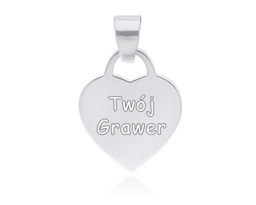 Łańcuszek srebrny damski z sercem + Grawer pr. 925 naszyjnik dł.50 cm
