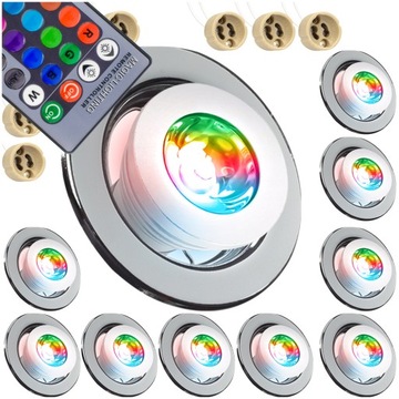 9x OPRAWKA HALOGENOWA ŻARÓWKA LED RGB +PILOT