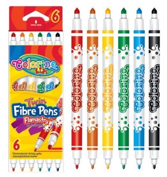 COLORINO FLAMASTRY6 KOL DWUSTRONNE dwie grubości