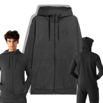 BLUZA DRESOWA MĘSKA SPORTOWA BAWEŁNIANA Z KAPTUREM ROZPINANA 4F r. L