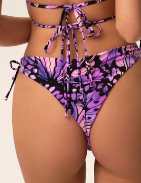 Dół bikini majtki brazyliany w literę V wiązane fioletowe Icarus M
