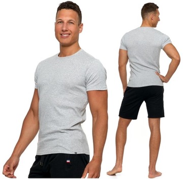 PODKOSZULKA KOSZULKA MĘSKA GŁADKA 100 % BAWEŁNA KLASYCZNA SZARA MORAJ - M