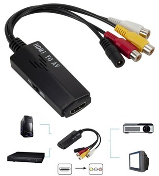 Konwerter obrazu i dźwięku HDMI AV 3x cinch RCA