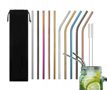 10шт СОЛОМКИ, МЕТАЛЛИЧЕСКИЕ ТРУБКИ, МНОГОРАЗОВЫЙ ЭКООЧИСТИТЕЛЬ