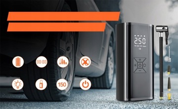 АВТОМОБИЛЬНЫЙ КОМПРЕССОР POWERBANK НАСОС 6000МАЧ СВЕТОДИОД 12В