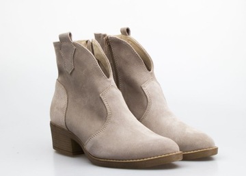 БЕЖЕВЫЕ МОДНЫЕ КОВБОЙСКИЕ БОТИНКИ ЗАМШЕВЫЕ OPTIMO КОЖАНЫЕ БЕЗ УТЕПЛЕНИЯ 41