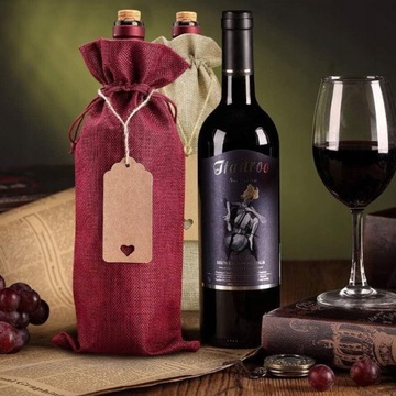 ДЖУТОВЫЕ МЕШКИ ДЛЯ ВИНА, 12 ШТ. СУМКИ ДЛЯ ВИНА ДЛЯ ПОДАРКОВ С БИРКАМИ НА СТРУНКАХ