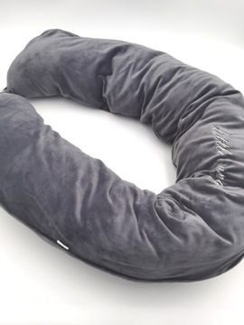 Poduszka ciążowa + dwie powłoczki - napisy + szary velvet