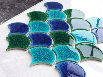 MOZAIKA CERAMICZNA FISH SCALE BLUE OCEAN MIX
