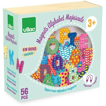 Vilac Magnesy drewniane Alfabet 56szt wielkie litery