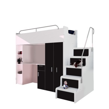 Двухъярусная кровать Kiki4 max 90x200 с графитовым столом