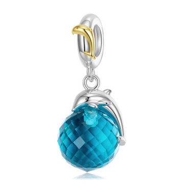 Zawieszka charms Delfin Błękitna Kula srebro 925