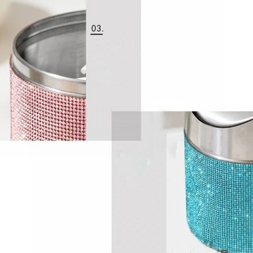 Bling Rhinestone Desktop Snack Trash Can Diamond Metal Swing Mini Trash