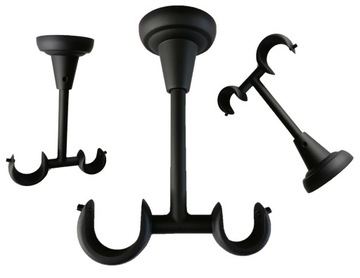 Karnisz podwójny sufitowy CZARNY LOFT Fi25+19/310cm żabki