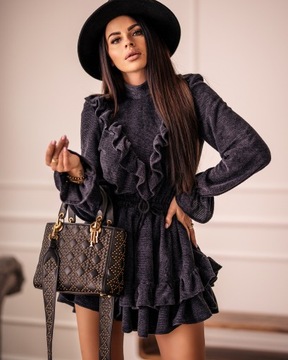 ПЛАТЬЕ O LA VOGA С ОБОРОЧКАМИ ТЕМНО-СИНИЙ УНИ