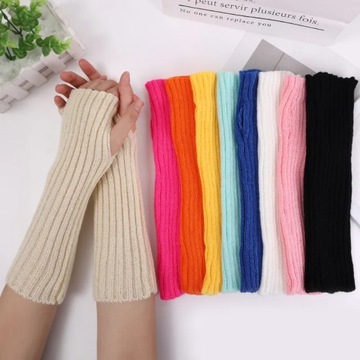 Women Knitted Arm Warmers Gloves Soft Wool Arm Sleeve Long Fingerless